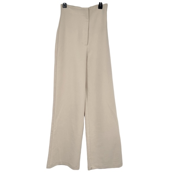 Bardot Pants - Bardot Wide Leg High Rise Cream Trouser Pants Womens XS